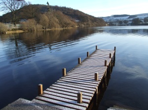 Snow steps leading to a crystal lake - well almost. Derwent Water